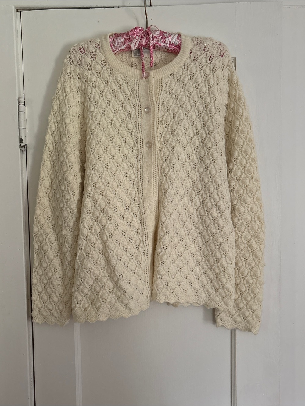 Ivory Knit Button-Front Women's Cardigan Sweater